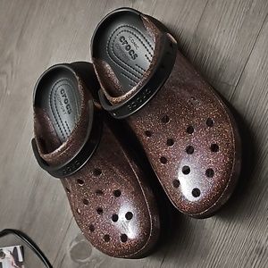 CROCS Bae Translucent Glitter Clogs Sz 9 PRIDE limited edition